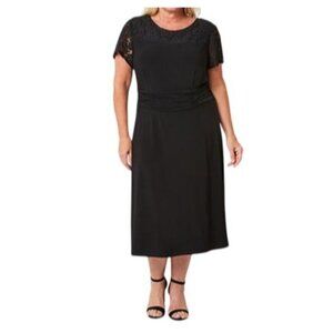 Liquid Jersey Black  Midi Dress 2X